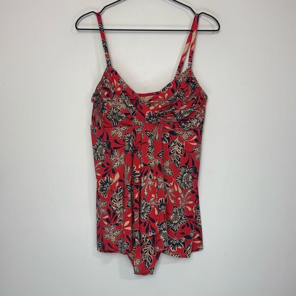Garnet Hill Ruched Overlay One Piece Swimsuit 12 - Picture 1 of 8